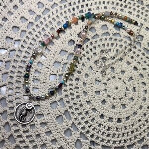 seahorse pendant & gemstones, pearls & glass beaded necklace